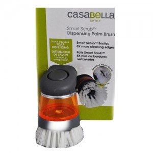 Casabella Smart Scrub Soap Dispensing Palm Brush Orange