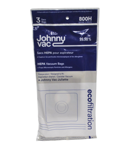 Johnny Vac Juliette Eco Filtration HEPA Vacuum Bags 3 Pack 800H