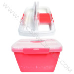 Hemline Pink Plastic Sewing Box With Bobbin Holder