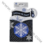 Pop Overs Snowflakes Celebrate the Season Greeting Card and Bottle Wrap