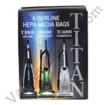 Titan T3000, T4000, TC6000 HEPA Paper Vacuum Bags TUV-H 6PK