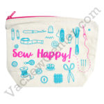 Generic Sew Happy Pink Zippered Canvas Pouch