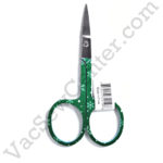 3 3/4 Inch Holiday Embroidery Scissors Green Snowflakes