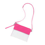 Viv and Lou Clear Hot Pink Polyester and Acrylic Cross Body Stadium Handbag Purse