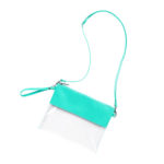 Viv and Lou Clear Mint Polyester and Acrylic Cross Body Stadium Handbag Purse