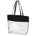 Viv and Lou Black Polyester and Clear Stadium Tote Bag