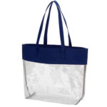 Viv and Lou Navy Polyester and Clear Stadium Tote Bag