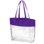 Viv and Lou Purple Polyester and Clear Stadium Tote Bag