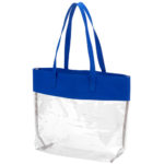 Viv and Lou Royal Blue Polyester and Clear Stadium Tote Bag