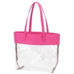 Viv and Lou Hot Pink Polyester and Clear Stadium Tote Bag