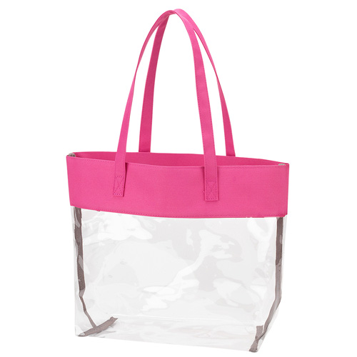 Viv and Lou Hot Pink Polyester and Clear Stadium Tote Bag - Dixon's ...