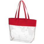 Viv and Lou Red Polyester and Clear Stadium Tote Bag