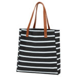 Viv and Lou 14 Inch Black Stripe Tailgate Tote Bag