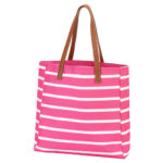 Viv and Lou 14 Inch Hot Pink Stripe Tailgate Tote Bag