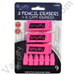 Simplify 3 Pink Pencil Erasers and 6 Cap Erasers