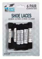 Smart Value Black Shoelaces Assorted Sizes