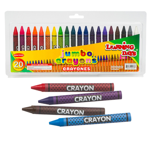 Wholesale 20 Piece Learning days Jumbo Crayons Pack ASSORTED