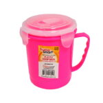 Home Smart Pink Plastic Soup Mug With Clip Lock Lid