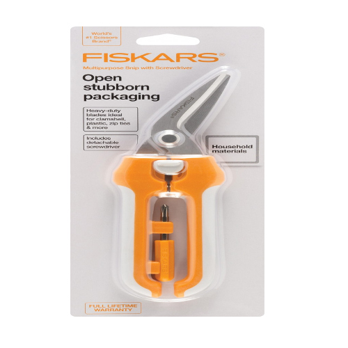Fiskars Package Opener Multipurpose Snip with Screwdriver  158920-1010Dixon's Vacuum and Sewing Center