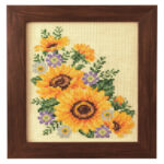 Cosmo Sunflower and Aster Seasonal Flower Arrangement Cross Stitch Kit