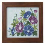 Cosmo Morning Glory and Green Maple Seasonal Flower Arrangement Cross Stitch Kit