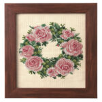 Cosmo Rose Wreath Seasonal Flower Arrangement Cross Stitch Kit