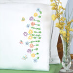 Jack Dempsey Needle Art Field of Flowers Perle Edge Pillowcases