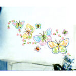 Jack Dempsey Needle Art Fluttering Butterflies Lace Edge Pillowcases
