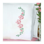 Jack Dempsey Needle Art XX Rose Vine Lace Edge Pillowcases