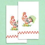 Jack Dempsey Needle Art Rooster Hand Towels 17in x 28in
