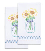 Jack Dempsey Needle Art Sunflowers Decorative Hand Towels