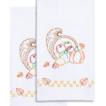 Jack Dempsey Needle Art Cornucopia Decorative Hand Towels