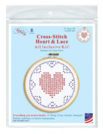 Jack Dempsey Needle Art Cross-Stitch Heart and Lace 6 Inch Hoop Kit