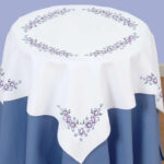 Jack Dempsey Needle Art Lavender Flowers Table Topper