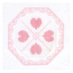 Jack Dempsey Needle Art Cross-Stitch Hearts and Lace 18 Inch Quilt Blocks