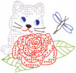 Jack Dempsey Needle Art Kitten and Rose Quilt Blocks