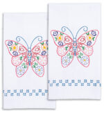 Jack Dempsey Needle Art Butterfly Decorative Hand Towels