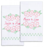 Jack Dempsey Needle Art Faith and Hope, Peace and Love Decorative Hand Towels