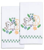 Jack Dempsey Needle Art Puppies Decorative Hand Towels