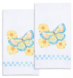 Jack Dempsey Needle Art Butterfly Decorative Hand Towels