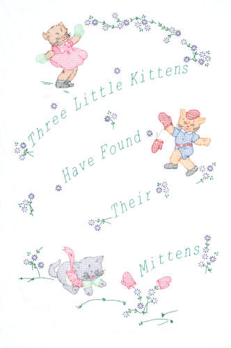 Jack Dempsey Needle Art Three Little Kittens Crib Quilt Top