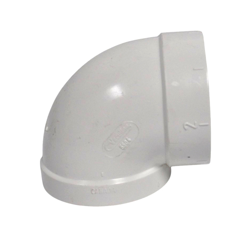 Vaculine Central Vacuum Cleaner White Special Short 90 Degree Elbow Fitting For 2 Inch x 3 Inch Studs