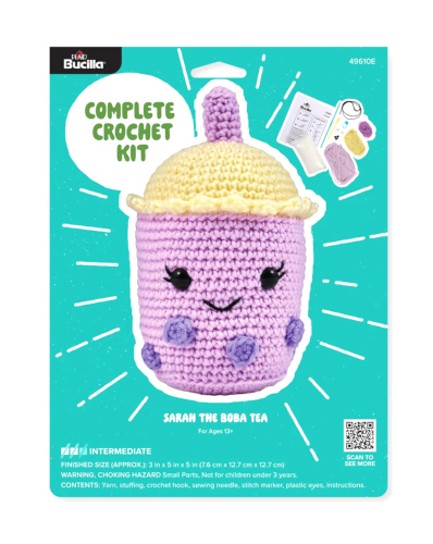 Bucilla Amigurumi 5 Inch Sarah The Boba Tea Complete Crochet Kit 49610E