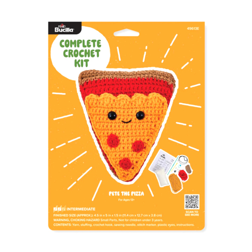 Bucilla Amigurumi Kit 5 Inch Pete the Pizza Complete Crochet Kit 49613E