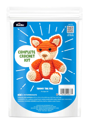 Bucilla Amigurumi 5 Inch Tommy the Fox Complete Crochet Kit 49677E