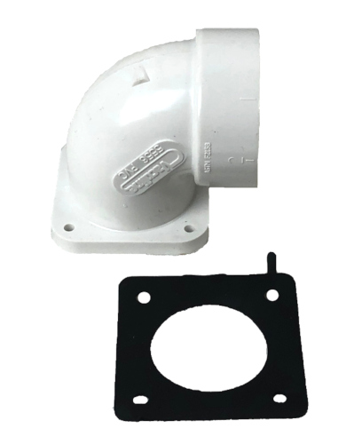 Vaculine Central Vacuum Cleaner White 2 Inch PVC 90 Deg Short Ell Fitting With Gasket