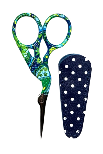 3-3/4 Inch Multi-Color Stork Scissors With Blue Polka Dot Sheath