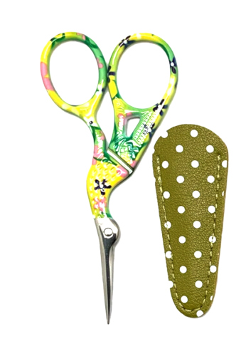 3-3/4 Inch Multi-Color Stork Scissors With Green Polka Dot Sheath