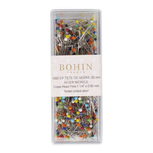 BOHIN Extra-Thin Glass Head Quilting Pins Size 20 - 1 1/4in 1000ct