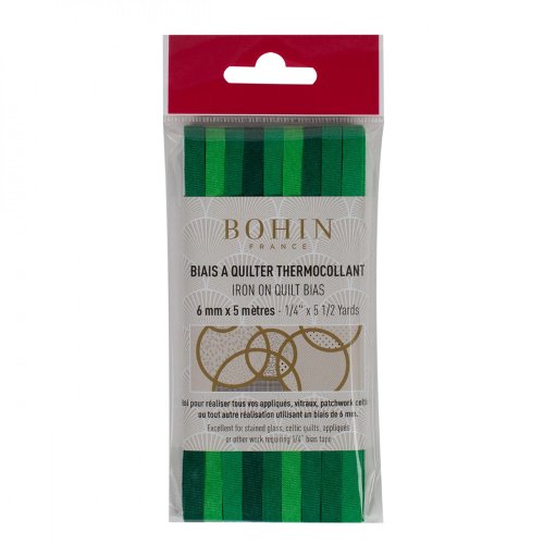Bohin Dark Green Gradation Fusible Quilt Bias 1/4in x 5-1/2yds
